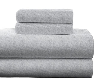 Flannel Deep Pocket Set with Oversized Flat Sheet, Queen, Heather Grey