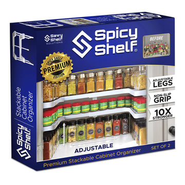 3.0 - Expandable 2 Tiered Spice Rack Organizer for Cabinet & Pantry - Kitchen Seasoning Organizer - Cabinet Spice