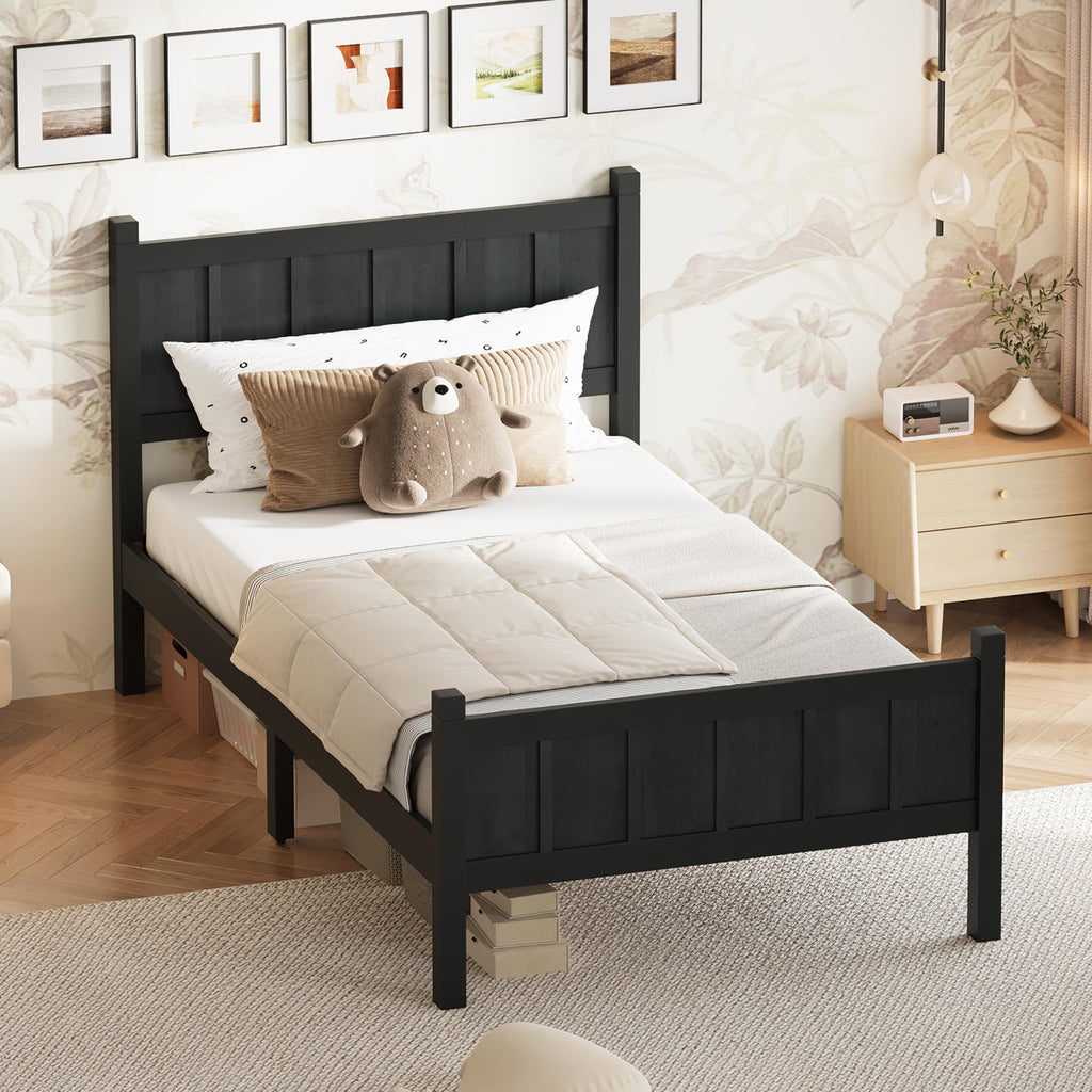 Bed Frame with Panel Headboard & Footboard, Farmhouse Style