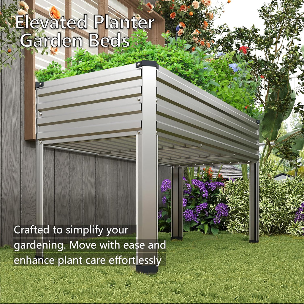 Galvanized Raised Garden Bed with Legs,2PCS 48×24×30in Elevated Planter Box for Backyard,Outdoor Garden, Patio