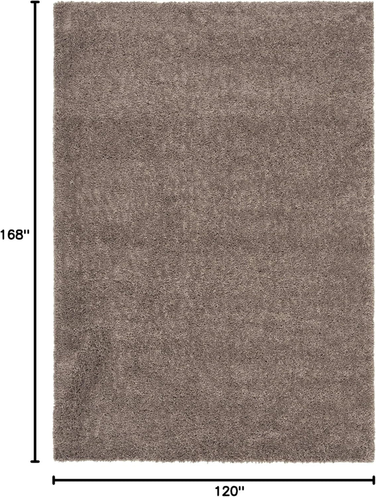 August Shag Area Rug - 10' x 14', Taupe, Solid Design, Non-Shedding & Easy Care, 1.2-inch Thick
