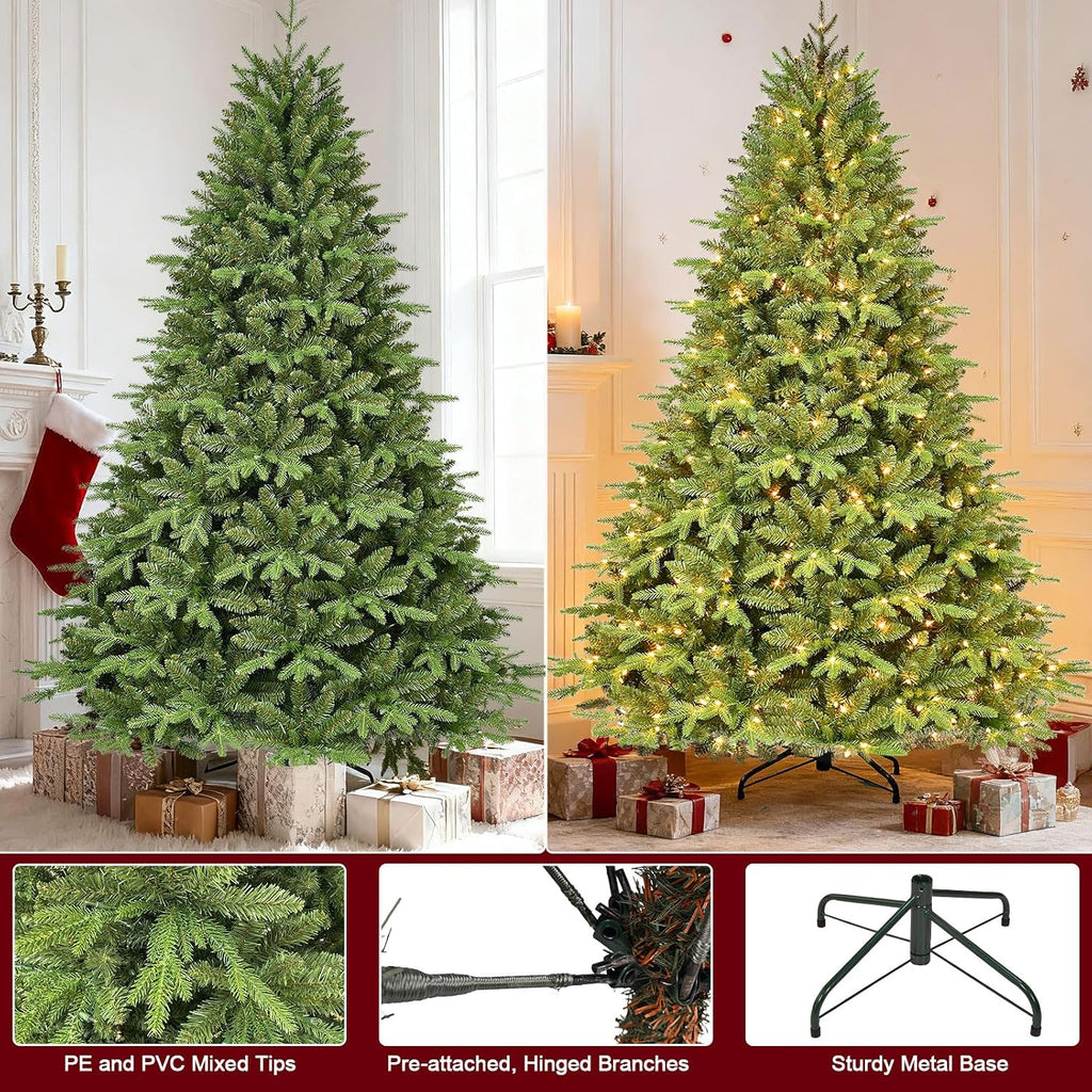 Prelit Artificial Christmas Tree, 3062 PE/PVC Tips, 600 Lights