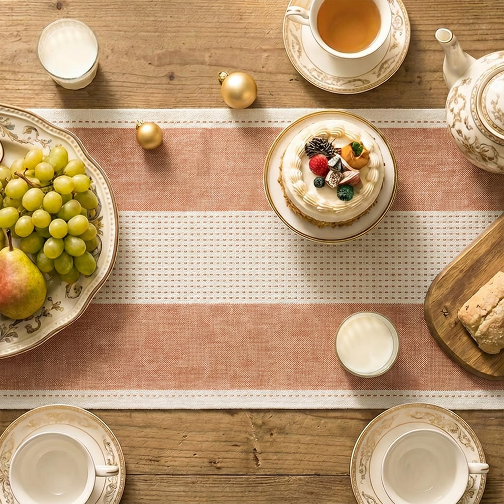Caramel Farmhouse Rustic Fall Table Runner, Seasonal Macrame Fabric Kitchen Dining Holiday Wedding Table Decor Party