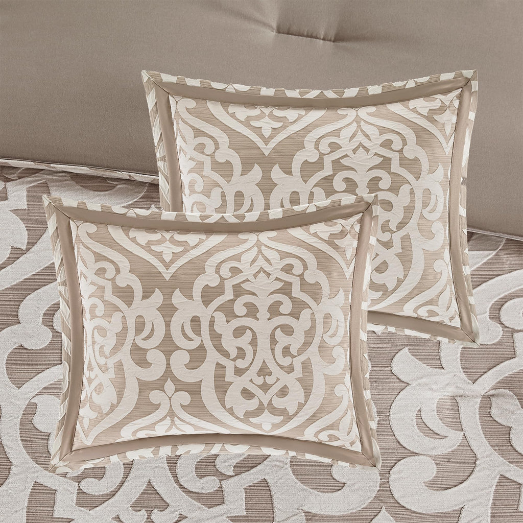 Odette Cozy Comforter Set Jacquard Damask Medallion Design - Modern All Season, Down Alternative Bedding, Shams