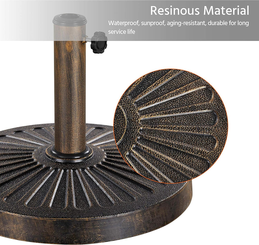 18'' 30lbs Umbrella Base Outdoor Living Round Antiqued Umbrella Stand Heavy Duty Market Patio Umbrella Base