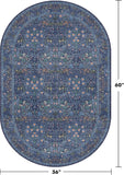 Vintage Dark Blue Oval Area Rug 3x5