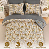 Dinjoy Boho Comforter Set Queen,Beige Brown Bedding Paisley Floral 7 Piece Bed in a Bag Reversible Lightweight