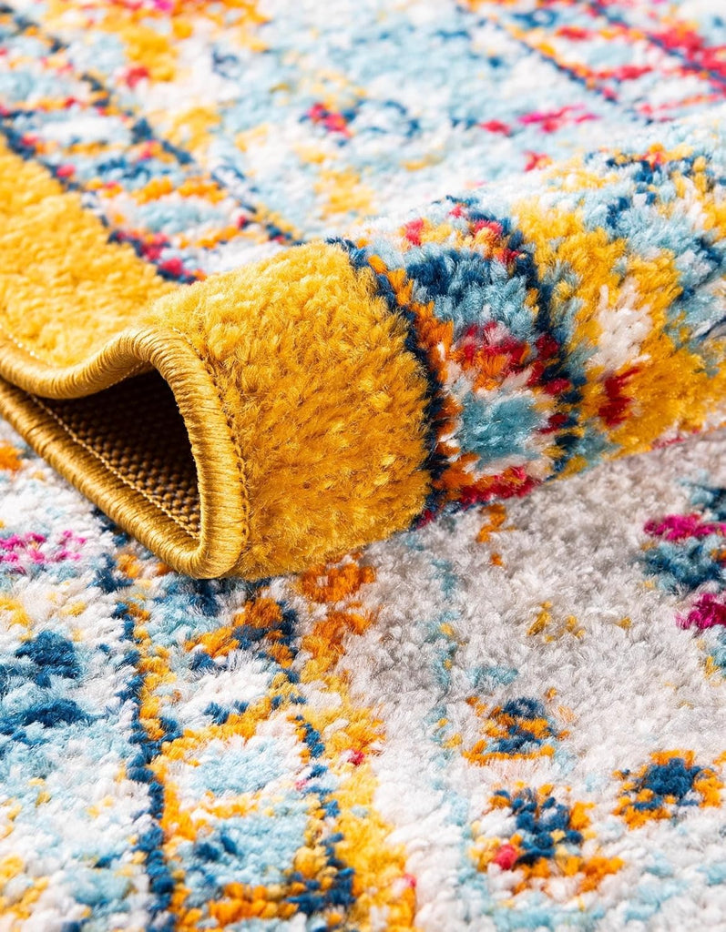 Parker Rug - 10' x 14' Yellow Easy-Clean Rug - Vintage Medallion Style