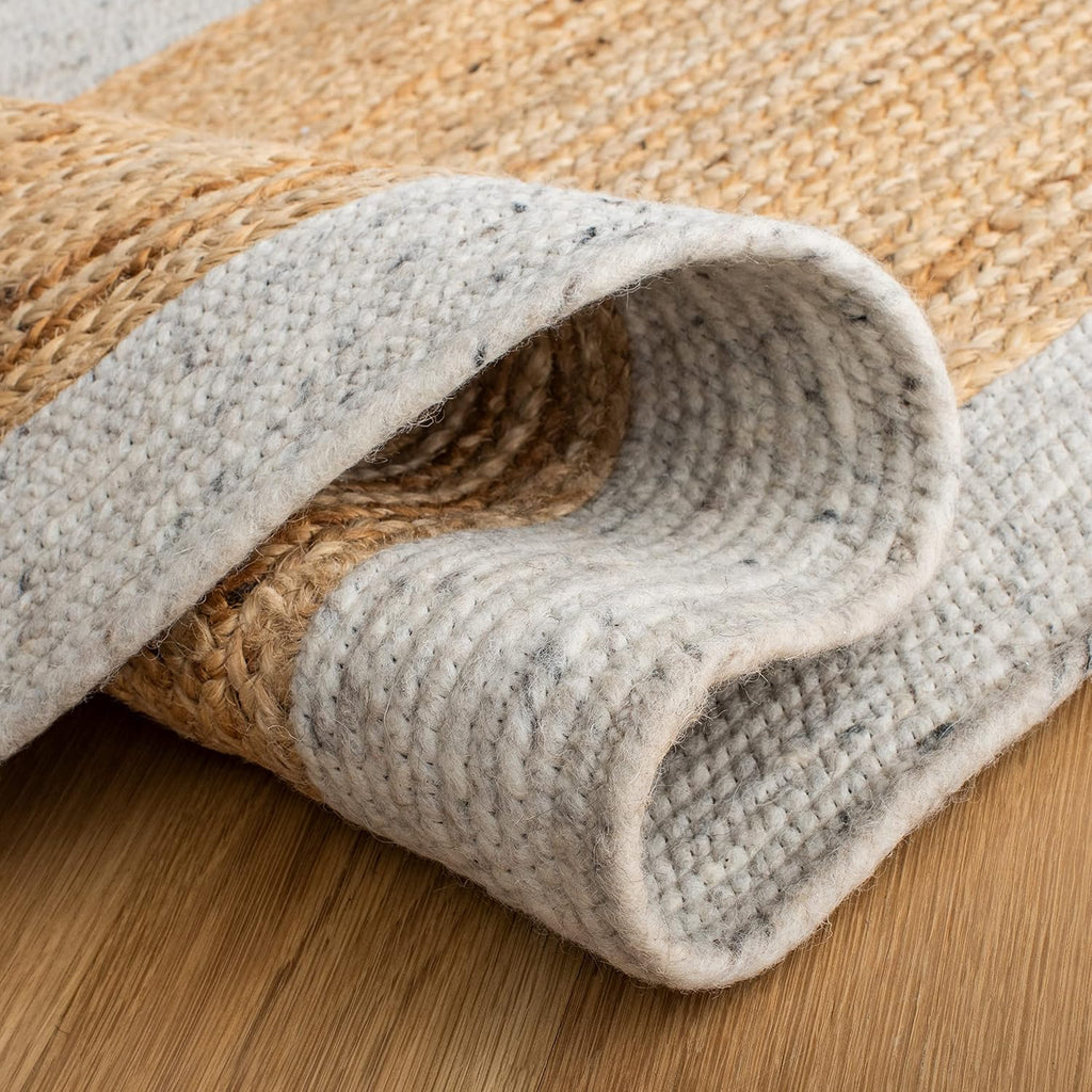 Braided Oval Rug, Wool Light Grey & Brown BRD910F