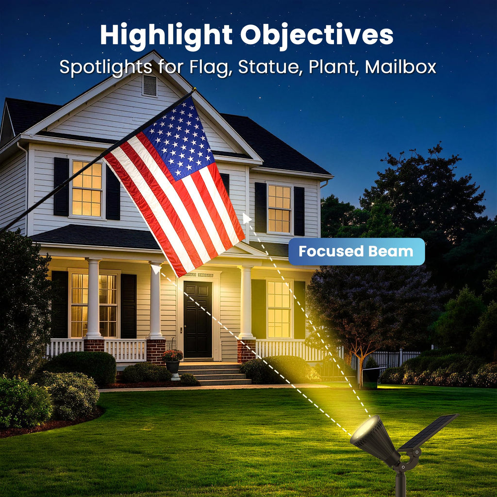 8 Pack Solar Spot Lights Outdoor Waterproof with Focus Beam