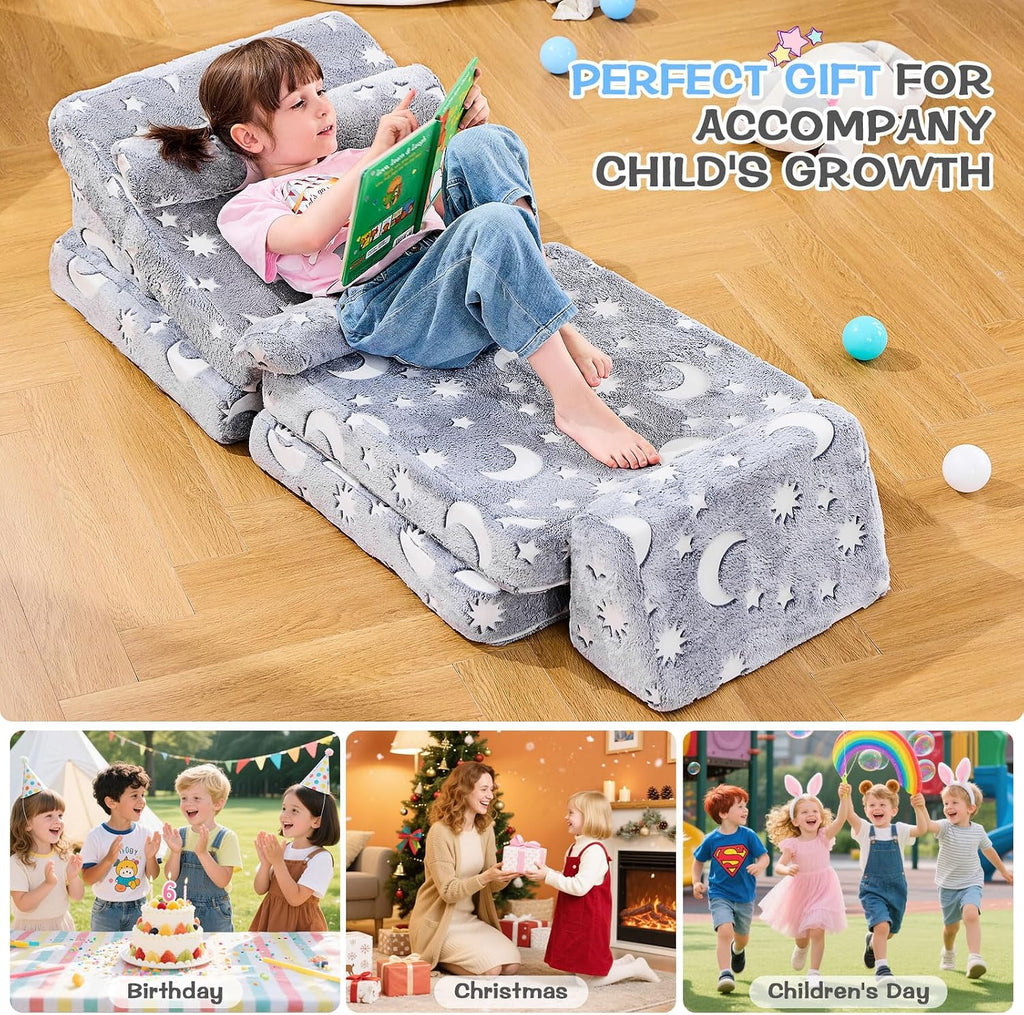 Star Modular Kids Play Couch for Toddlers 1-3,10 PC Glow-in-the-Dark