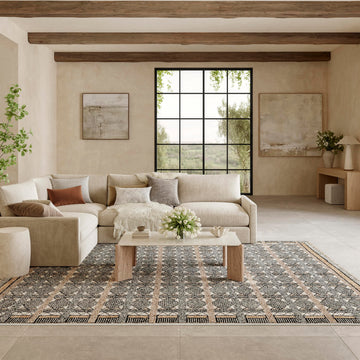 Nordic Ivory Multicolor Scandinavian Area Rug - Easy Clean, Non Shedding, Bed Room, Living Room, Dining