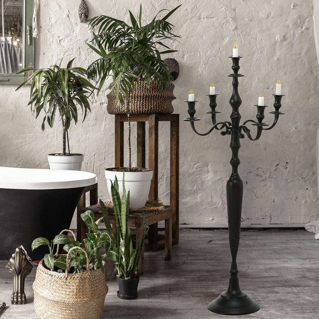 Black Floor Candelabra, 41.25" Tall Standing Candle Holder