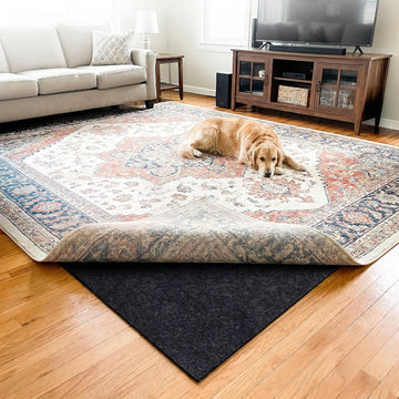 5 x 7 Ft 1/8" Thick Felt Rubber Dual Surface Rug Pad, Waterproof Non Slip Rug Padding for Vinyl Plank, Laminate &