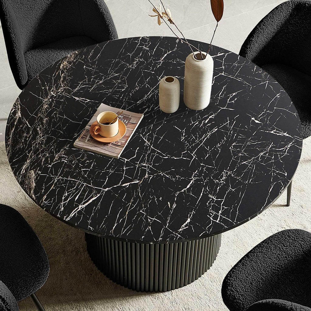 5-Piece Round Dining Table Set, 47-Inch Black