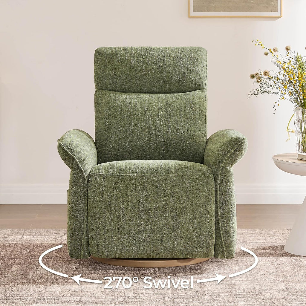 Power Swivel Glider Nursery Recliner Chair, Triple Motor, Green | Electric Nursery Rocking Chair with Adjustable