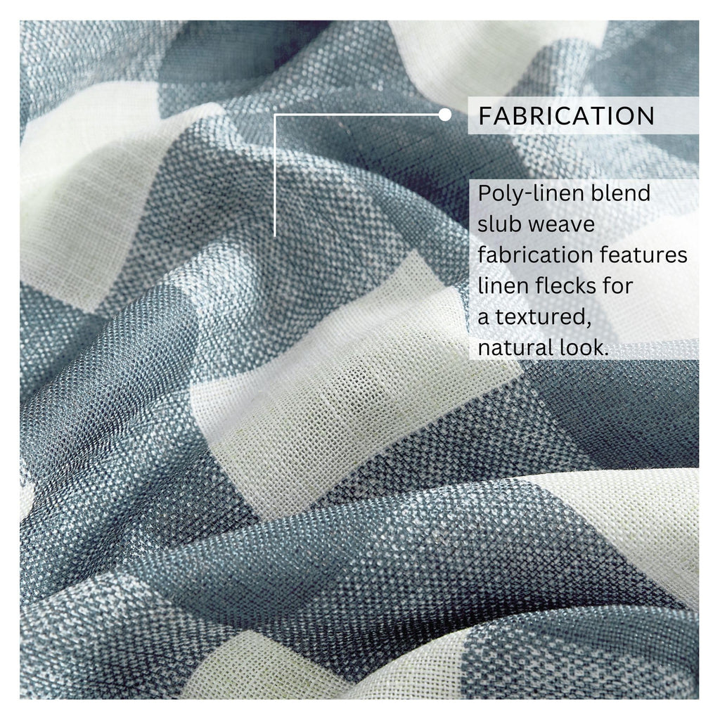 Grainger Buffalo Check Blackout Window Curtain, Chambray - 52" W x 84" L