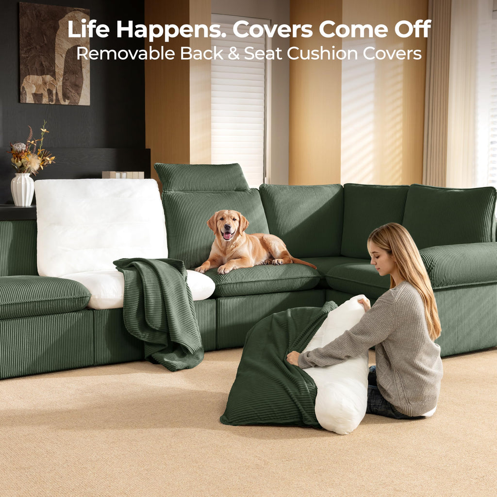 95" Modular Power Reclining Loveseat Sofa with Console, Green