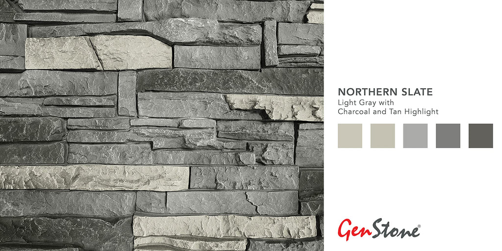 Faux Stacked Stone Ledger 42" x 2" x 3.5" in Northern Slate Color for Do It Yourself Friendly Home Improvement