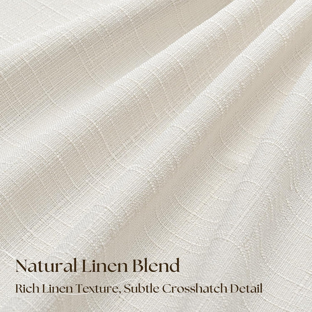 92 Inch Pinch Pleated 100% Blackout Linen Curtains for Bedroom 50 Inch Wide 2 Panels Double Layer Natural Pleat