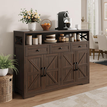 52" Farmhouse Buffet Cabinet with Drawers, Sideboard with Storage, Coffee