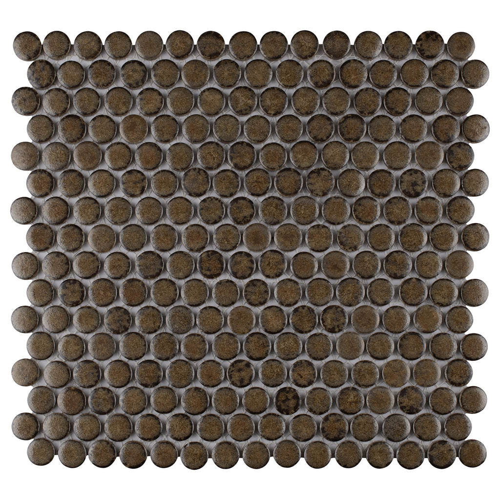 Hudson Penny Round Brownstone 11-7/8" x 12-5/8" Porcelain Floor & Wall Tile