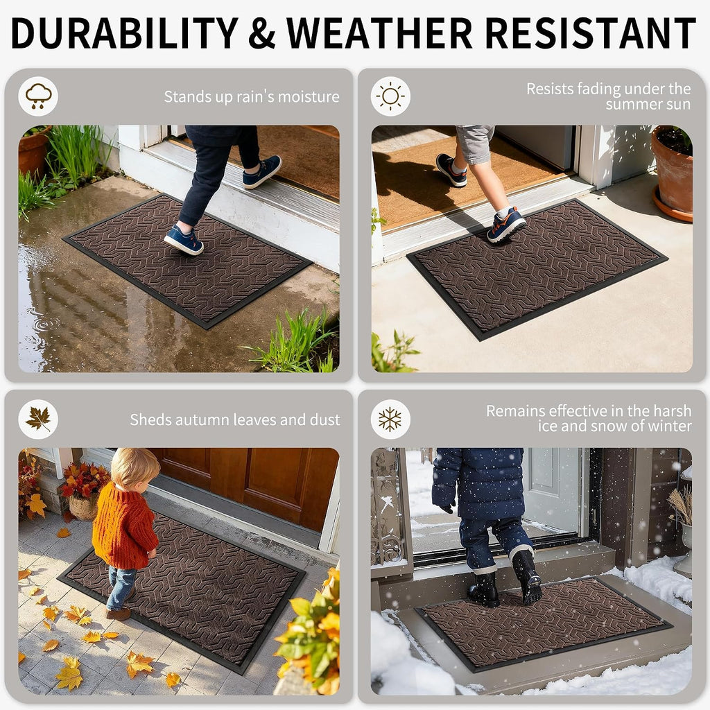 Large Door Mat Outside Entrance 36x24, Waterproof Heavy Duty Outdoor Mats for Front Door, Non Slip Rubber Entry Mat