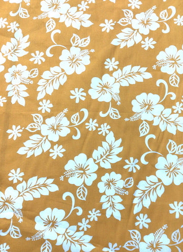Classic Hawaiian Print Fabric Sold by The Yard (Light Orange)