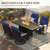 60 Inch Propane Firepit Table - Outdoor Rectangular Aluminum Fire Table w/Wind Guard - 50,000 BTU Gas Fire Pit with Glass Beads and Waterproof Cover - Image 5