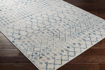 Quincy Living Room, Bedroom Area Rug - Geometric Trellis Diamond Distressed Faded - Bohemian Transitional Tribal