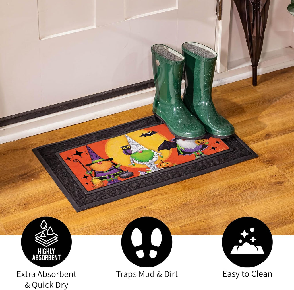 Sassafras Fall Christmas Holiday Doormat Insert Bundle & Tray Set of 5, Interchangeable Entrance Door mats Indoor and