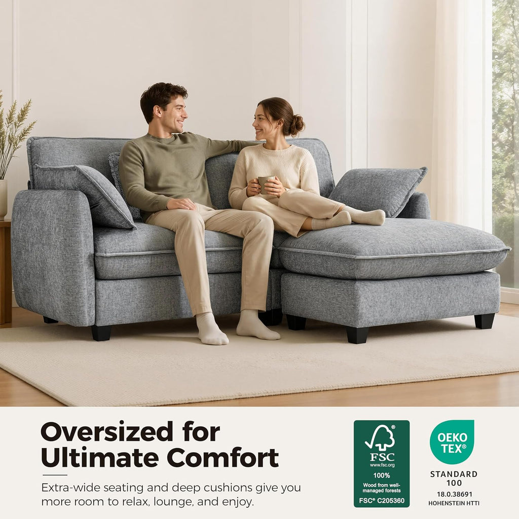 MCombo Oversized Modular Sectional Sofa, FSC Certified L Shaped Cloud Sectional Couches for Living Room