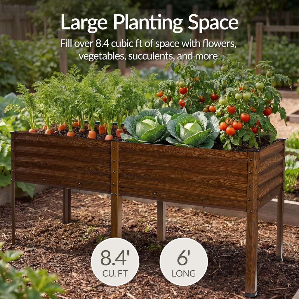 72x24x30in Non Toxic Galvanized Raised Garden Bed, Metal Elevated Planter Box, Vegetable Garden, 100% Non Toxic