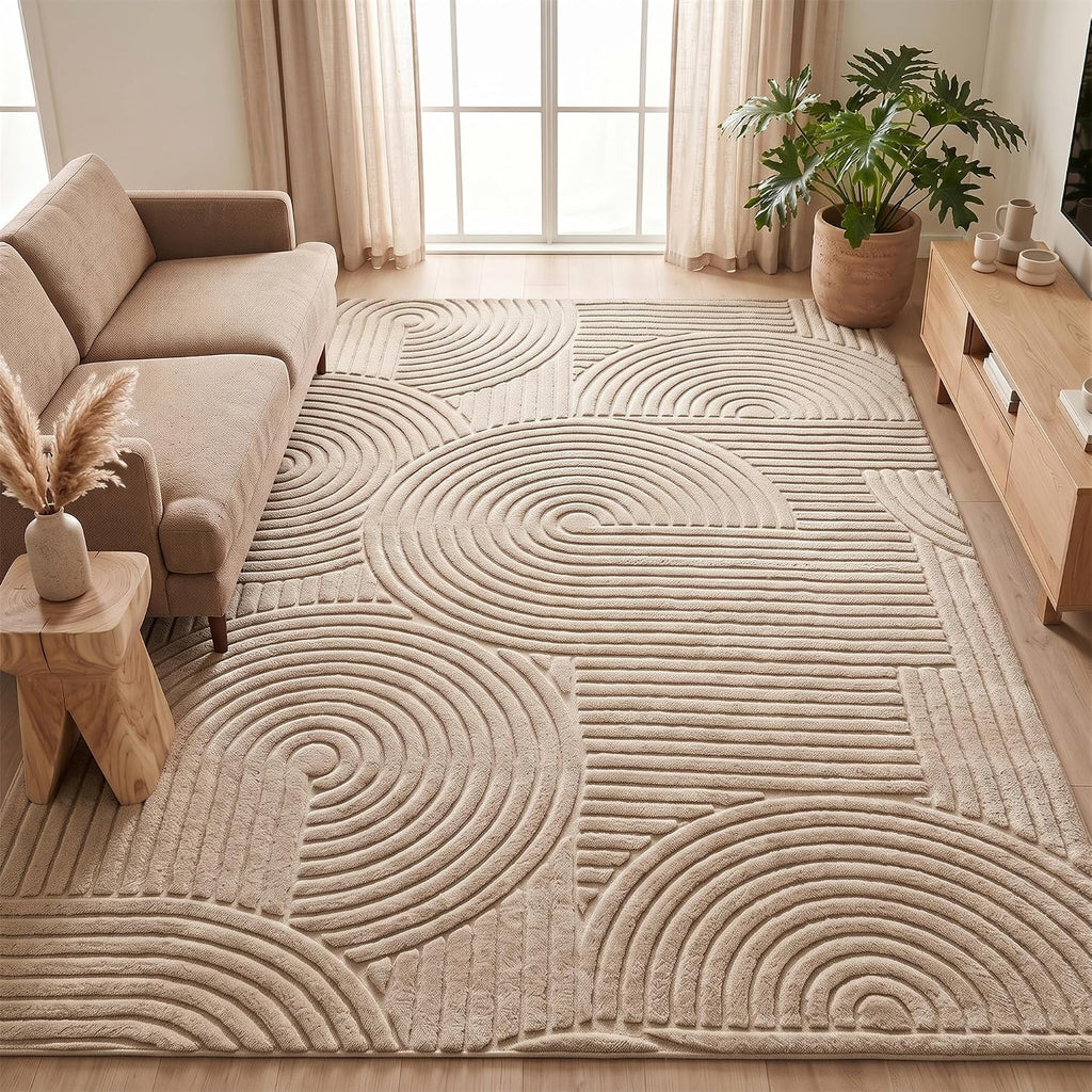 Brown Solid Color Area Rug,Washable Living Room Bedroom Carpet