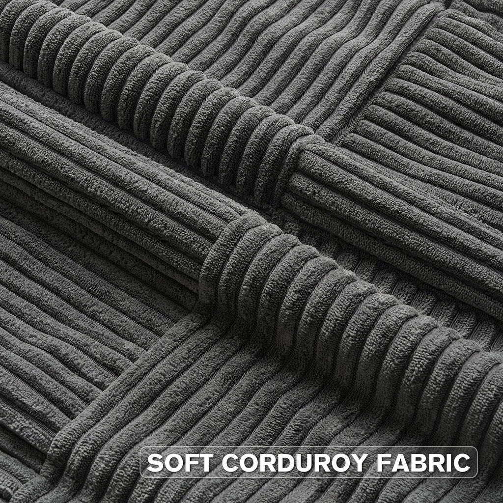 Pack of 2 Corduroy Throw Pillow Covers 20x20 Inch, Dark Grey