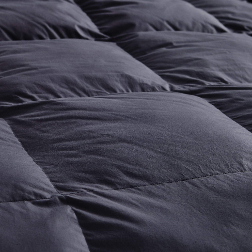 Luxurious All-Season Goose Down Fiber Comforter Duvet Insert, Classic Gray, Premium Baffle Box, 100% Egyptian Cotton