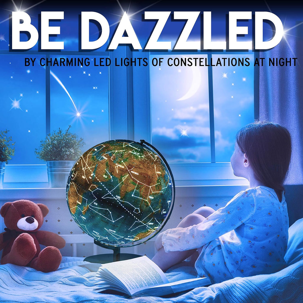 13" Illuminated Constellation World Globe for Kids & Adults