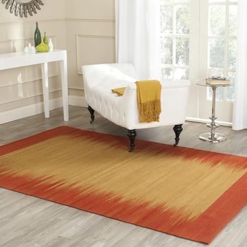 Kilim Collection Area Rug, Rust, Handmade Flat Weave Wool, Ideal for High Traffic Areas (KLM947A)