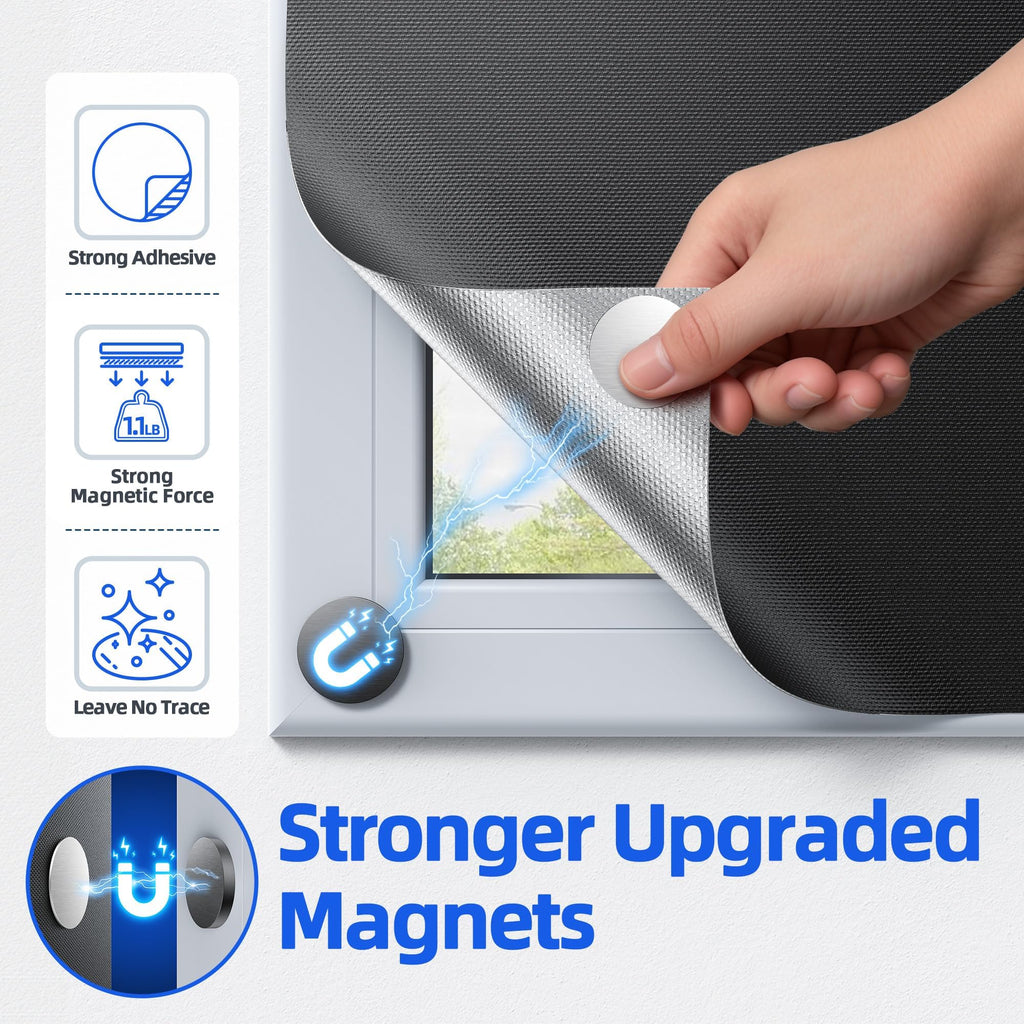 Magnetic Blackout Window Cover, Portable 100% Blackout Curtains