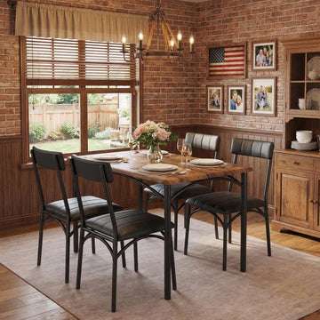 Dining Table Set for 4, Kitchen Table and Chairs for 4 with Upholstered Chairs, 5 Piece Rectangular Kitchen Table