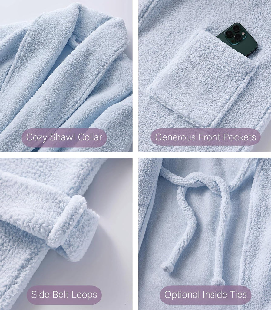 Microfiber Fleece Robe | Super Soft & Warm | Lightweight | Full Length