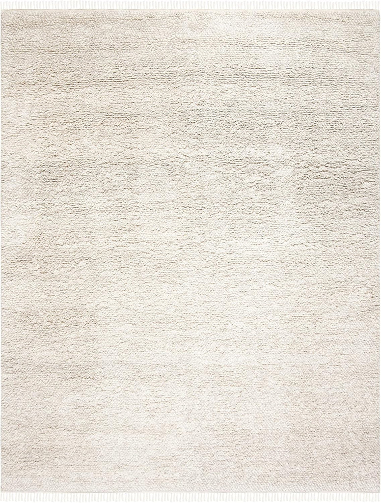 Casablanca Area Rug - 9' x 12', Beige, Hand-Knotted Wool Tassel Fringe, 0.8-inch Thick