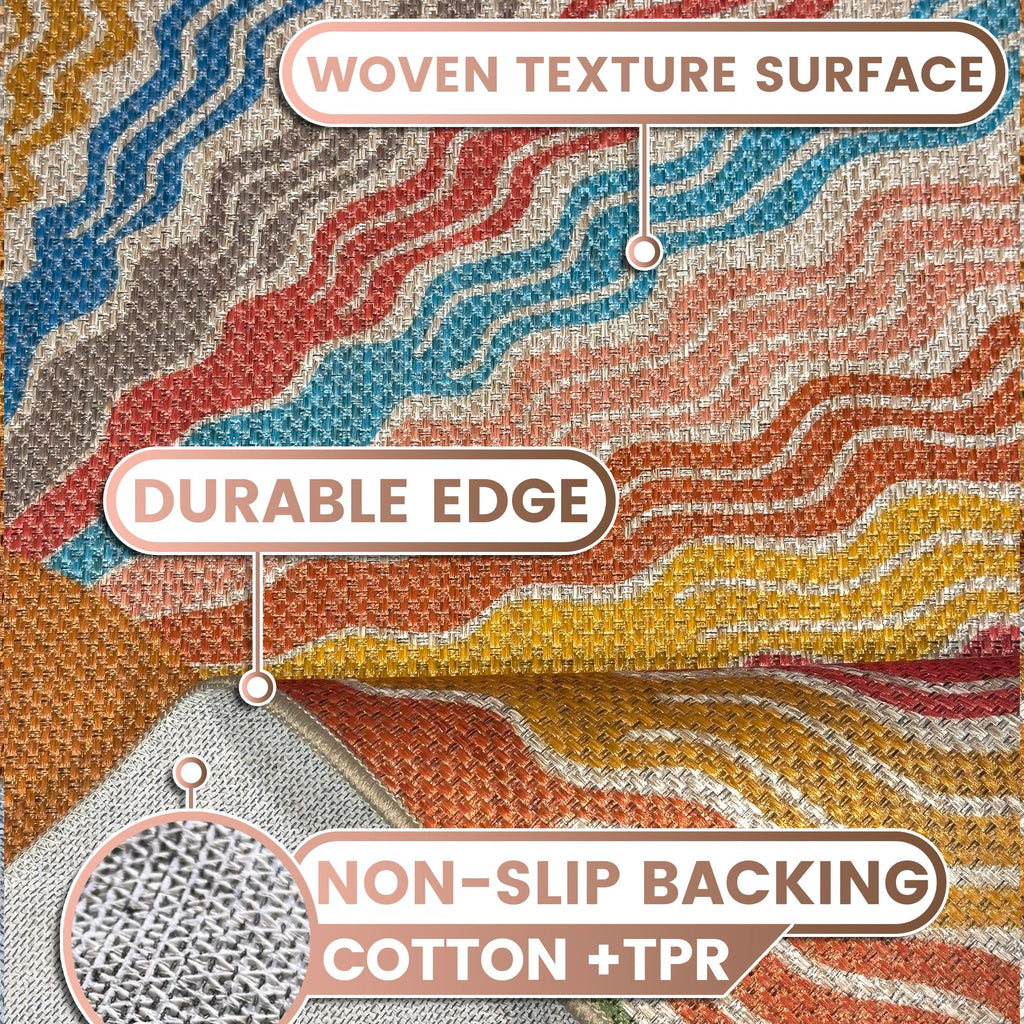 Washable Rainbow Sun Easy Jute Runner Indoor Outdoor Rug