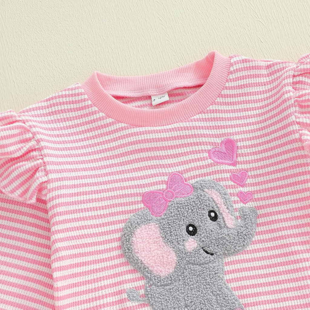 Newborn Toddler Baby Girl Outfit Ruffle Shirt and Pants Clothes