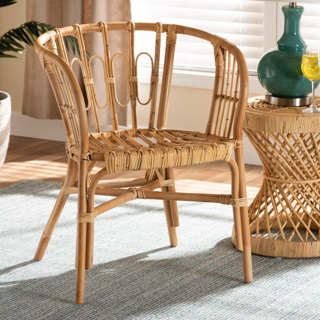 Luxio Modern and Contemporary Natural Rattan Dining Chair