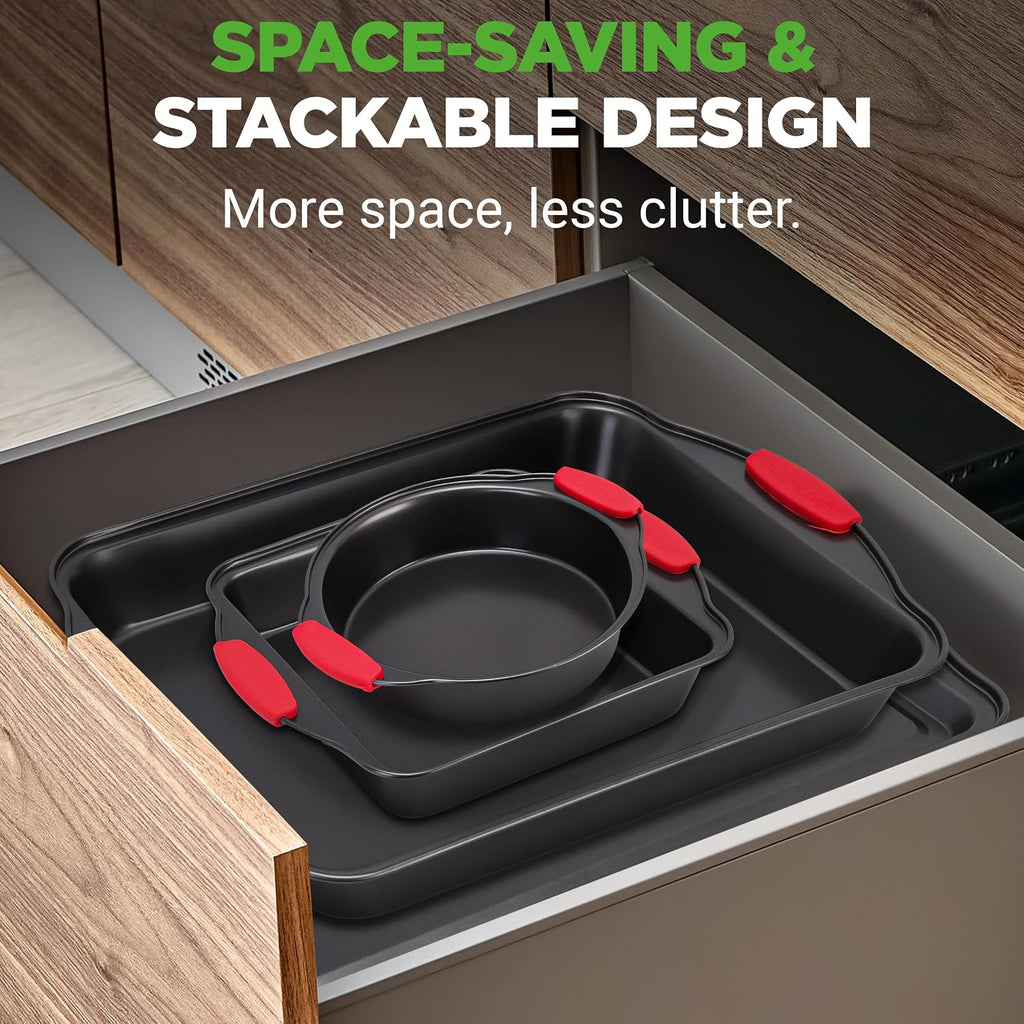 Pans Set - 6 Piece Bakeware with Nonstick Carbon Steel for Easy Release and Cleanup, Durable and Versatile Design
