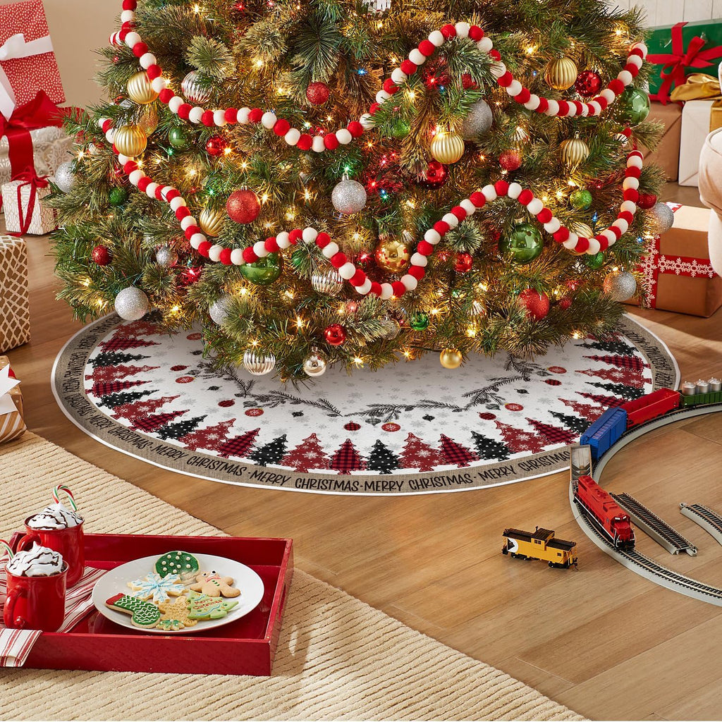Ornaments Snowflake Merry Christmas Tree Skirt 48 Inch