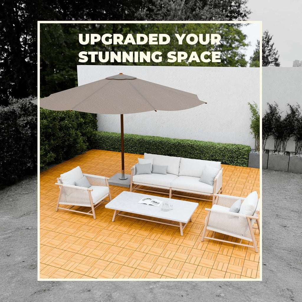 Premium Deck Tiles, 10 PCS 12x12 Outdoor Patio Floor Tiles, Waterproof Wood Flooring Tiles, Snap Tiles for Patio