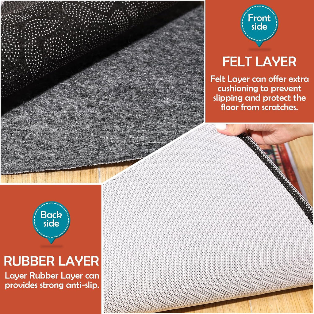 Waterproof Rug Pad, Thick 8x10 ft Under Area Rug Carpet Pad, Non Slip Rug Pads for All Floors and Hardwood Floors - Set of 80