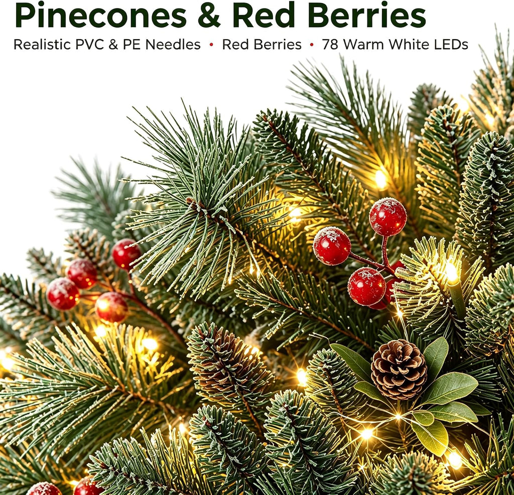 3FT Prelit Artificial Christmas Tree with 78 Lights & Burlap Base, 1 pcs